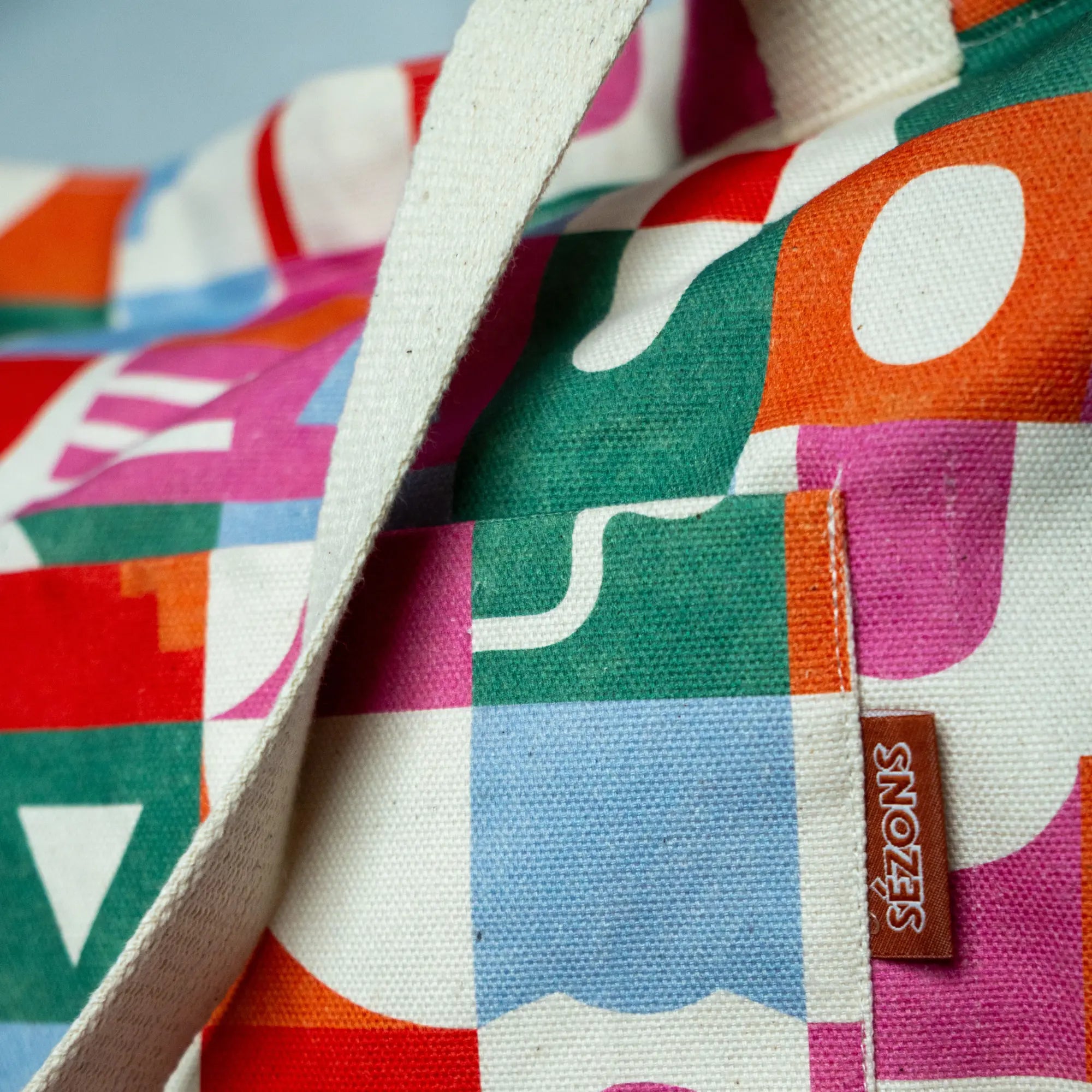 Sac de plage Vibration Modulaire – grand cabas coton illustré Claire Iglesias – Sézons